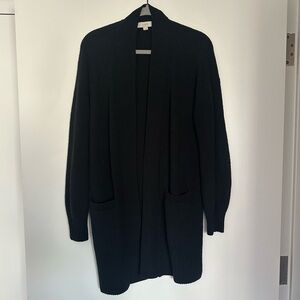 LOFT Like New Ribbed Pocket Open Cardigan Black Size XS
